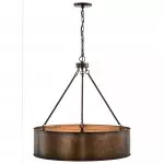 Ezra Vintage Bronze Industrial Pendant Light with Drum Shade
