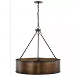 Ezra Vintage Bronze Industrial Pendant Light with Drum Shade
