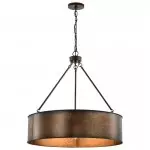 Ezra Vintage Bronze Industrial Pendant Light with Drum Shade