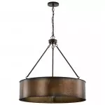 Ezra Vintage Bronze Industrial Pendant Light with Drum Shade