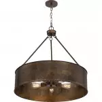 Ezra Vintage Bronze Industrial Pendant Light with Drum Shade