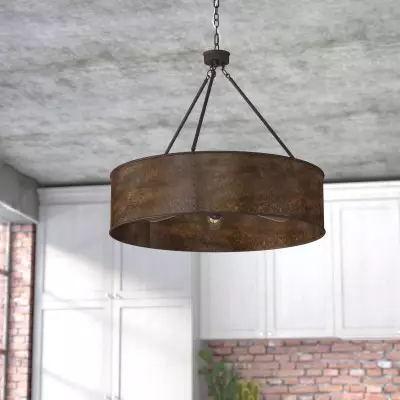 Ezra Vintage Bronze Industrial Pendant Light with Drum Shade Ezra Vintage Bronze Industrial Pendant Light with Drum Shade