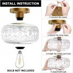 Adara Retro American Exquisite Glass Semi Flush Mount Ceiling Light Adara Retro American Exquisite Glass Semi Flush Mount Ceiling Light