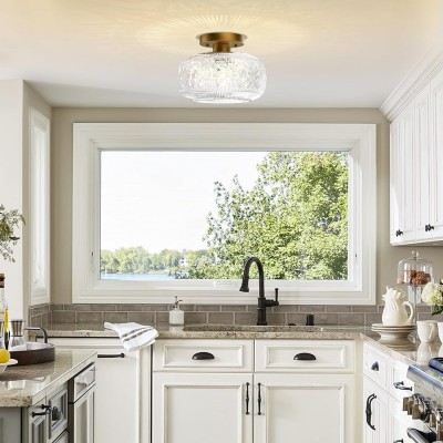 Adara Retro American Exquisite Glass Semi Flush Mount Ceiling Light Adara Retro American Exquisite Glass Semi Flush Mount Ceiling Light