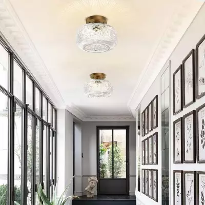 Adara Retro American Exquisite Glass Semi Flush Mount Ceiling Light Adara Retro American Exquisite Glass Semi Flush Mount Ceiling Light