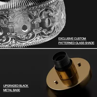 Adara Retro American Exquisite Glass Semi Flush Mount Ceiling Light Adara Retro American Exquisite Glass Semi Flush Mount Ceiling Light
