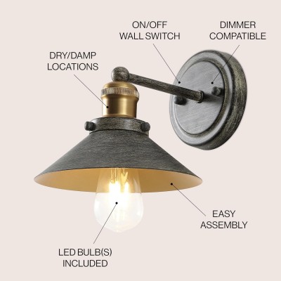 Blaze Industrial Retro Metal Tapered Wall Sconce Blaze Industrial Retro Metal Tapered Wall Sconce