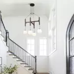 Astraea Farmhouse Wooden Branch Milk Glass Globe Chandelier