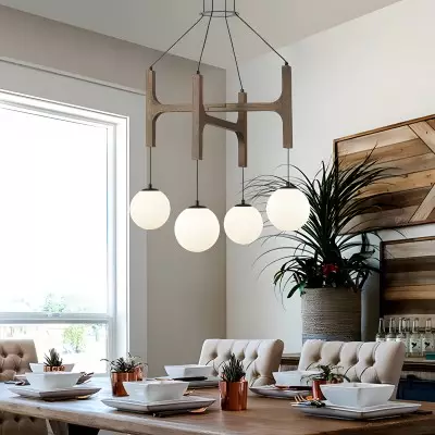 Astraea Farmhouse Wooden Branch Milk Glass Globe Chandelier Astraea Farmhouse Wooden Branch Milk Glass Globe Chandelier