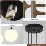 Astraea Farmhouse Wooden Branch Milk Glass Globe Chandelier