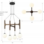 Astraea Farmhouse Wooden Branch Milk Glass Globe Chandelier