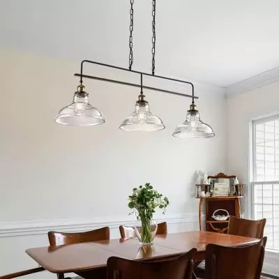 Bronte Industrial Metal 3 Lights Dome Glass Chandelier Bronte Industrial Metal 3 Lights Dome Glass Chandelier