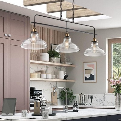 Bronte Industrial Metal 3 Lights Dome Glass Chandelier Bronte Industrial Metal 3 Lights Dome Glass Chandelier