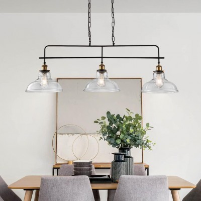 Bronte Industrial Metal 3 Lights Dome Glass Chandelier Bronte Industrial Metal 3 Lights Dome Glass Chandelier