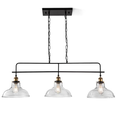 Bronte Industrial Metal 3 Lights Dome Glass Chandelier Bronte Industrial Metal 3 Lights Dome Glass Chandelier