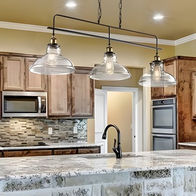 Bronte Industrial Metal 3 Lights Dome Glass Chandelier Bronte Industrial Metal 3 Lights Dome Glass Chandelier