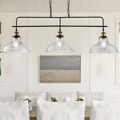 Bronte Industrial Metal 3 Lights Dome Glass Chandelier Bronte Industrial Metal 3 Lights Dome Glass Chandelier