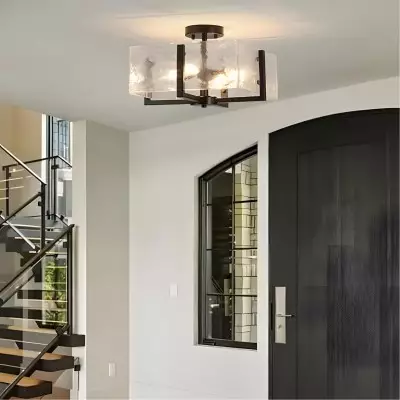 Coriander Black Rectangular Water Rippled Glass Ceiling Light Coriander Black Rectangular Water Rippled Glass Ceiling Light