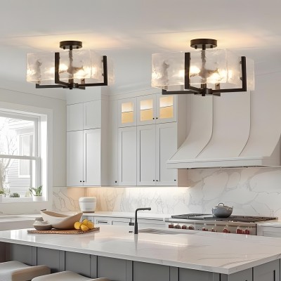 Coriander Black Rectangular Water Rippled Glass Ceiling Light Coriander Black Rectangular Water Rippled Glass Ceiling Light