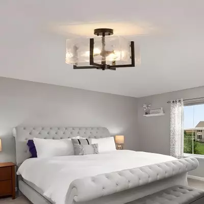 Coriander Black Rectangular Water Rippled Glass Ceiling Light Coriander Black Rectangular Water Rippled Glass Ceiling Light