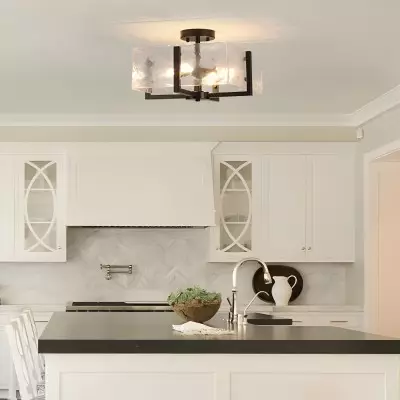 Coriander Black Rectangular Water Rippled Glass Ceiling Light Coriander Black Rectangular Water Rippled Glass Ceiling Light
