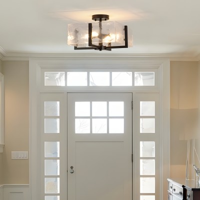 Coriander Black Rectangular Water Rippled Glass Ceiling Light Coriander Black Rectangular Water Rippled Glass Ceiling Light