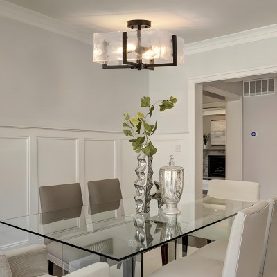 Coriander Black Rectangular Water Rippled Glass Ceiling Light Coriander Black Rectangular Water Rippled Glass Ceiling Light
