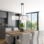 Glythar Black 3 Light White Fibric Drum Shades Linear Chandelier