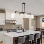 Glythar Black 3 Light White Fibric Drum Shades Linear Chandelier