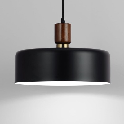 Ambrose Solid Wood And Brass Accent Round Metal Pendant Light Ambrose Solid Wood And Brass Accent Round Metal Pendant Light