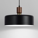Ambrose Solid Wood And Brass Accent Round Metal Pendant Light