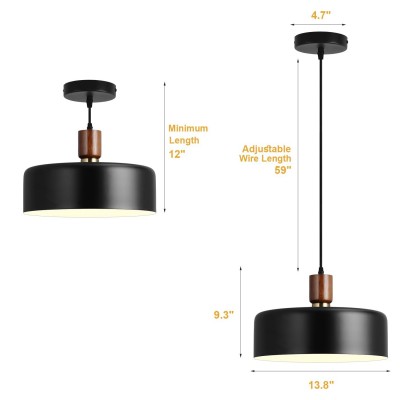 Ambrose Solid Wood And Brass Accent Round Metal Pendant Light Ambrose Solid Wood And Brass Accent Round Metal Pendant Light