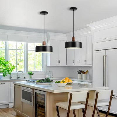 Ambrose Solid Wood And Brass Accent Round Metal Pendant Light Ambrose Solid Wood And Brass Accent Round Metal Pendant Light