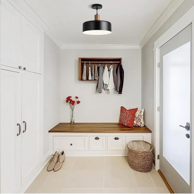 Ambrose Solid Wood And Brass Accent Round Metal Pendant Light Ambrose Solid Wood And Brass Accent Round Metal Pendant Light