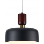 Ambrose Solid Wood And Brass Accent Round Metal Pendant Light