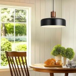 Ambrose Solid Wood And Brass Accent Round Metal Pendant Light