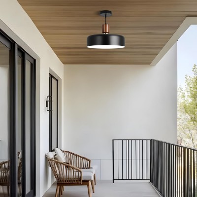 Ambrose Solid Wood And Brass Accent Round Metal Pendant Light Ambrose Solid Wood And Brass Accent Round Metal Pendant Light