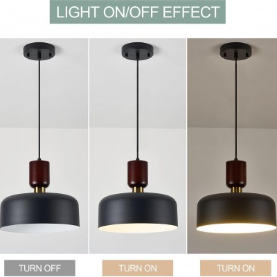Ambrose Solid Wood And Brass Accent Round Metal Pendant Light Ambrose Solid Wood And Brass Accent Round Metal Pendant Light