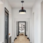 Ambrose Solid Wood And Brass Accent Round Metal Pendant Light