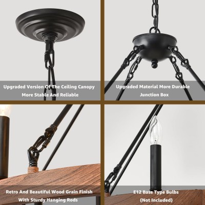 Beau Large 12 Lights Rustic Wagon Wheel Chandelier