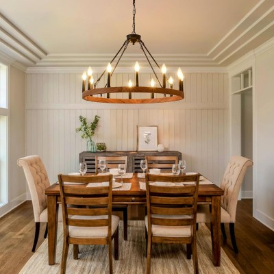 Beau Large 12 Lights Rustic Wagon Wheel Chandelier