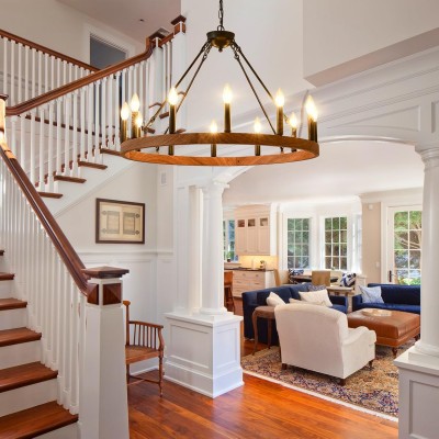 Beau Large 12 Lights Rustic Wagon Wheel Chandelier