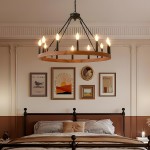 Beau Large 12 Lights Rustic Wagon Wheel Chandelier