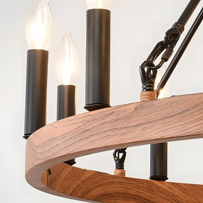 Beau Large 12 Lights Rustic Wagon Wheel Chandelier