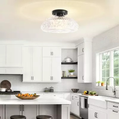 Cassandra American Country Patterned Glass Ceiling Light Cassandra American Country Patterned Glass Ceiling Light