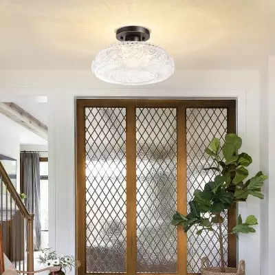 Cassandra American Country Patterned Glass Ceiling Light Cassandra American Country Patterned Glass Ceiling Light
