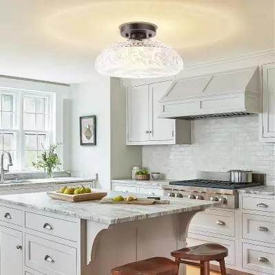Cassandra American Country Patterned Glass Ceiling Light Cassandra American Country Patterned Glass Ceiling Light