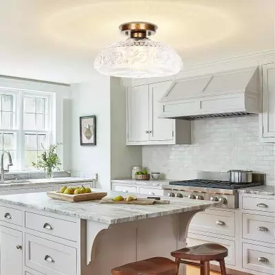 Cassandra American Country Patterned Glass Ceiling Light Cassandra American Country Patterned Glass Ceiling Light