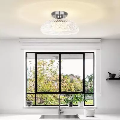 Cassandra American Country Patterned Glass Ceiling Light Cassandra American Country Patterned Glass Ceiling Light