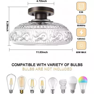 Cassandra American Country Patterned Glass Ceiling Light Cassandra American Country Patterned Glass Ceiling Light